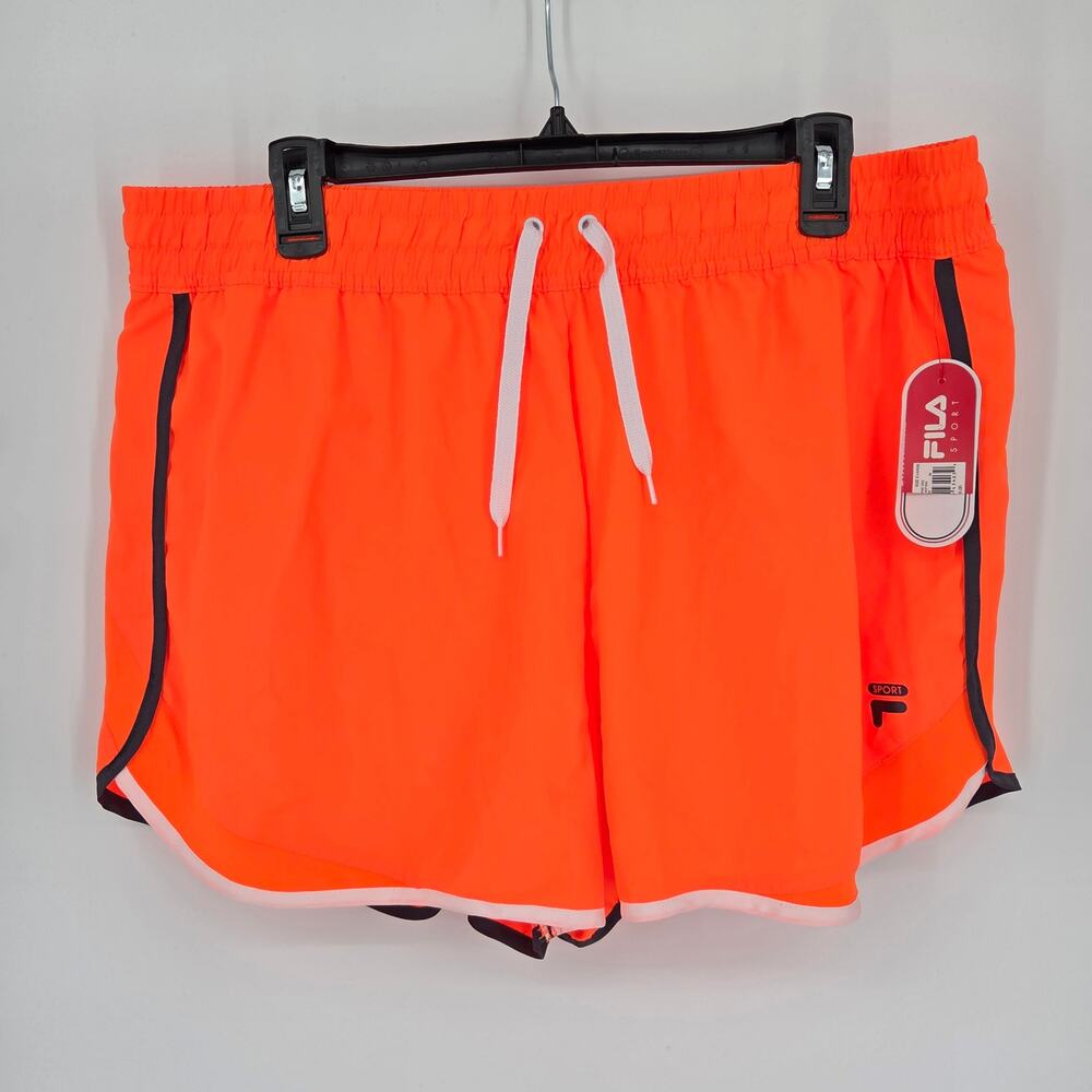 NEW FILA Sport Running Shorts Neon Orange Black White Size XL